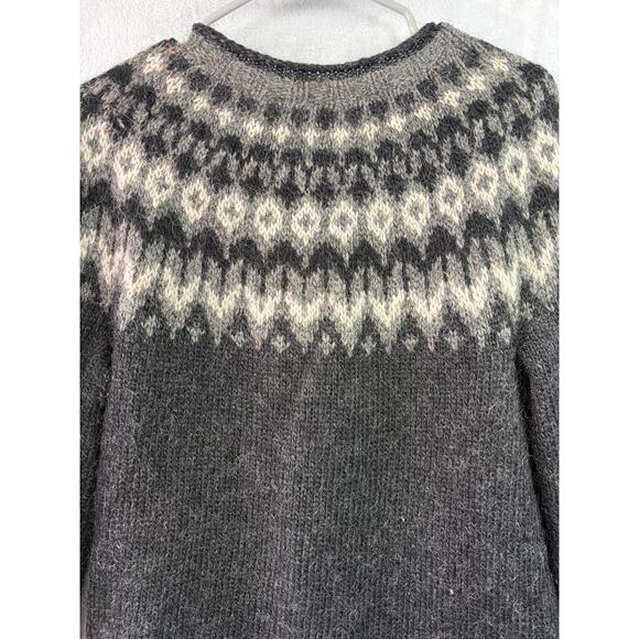 Handknitting Association of Iceland Wool Sweater – Gray & Black – 2-Way Zip - Picture 5 of 7
